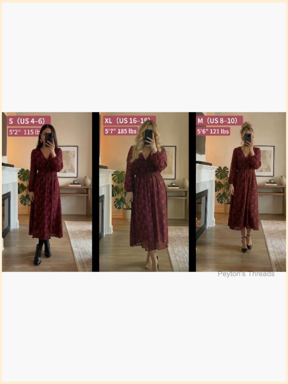 Boho Floral Long Sleeve Maxi Dress V-Neck Empire Waist with Pockets - Picture 7 of 7